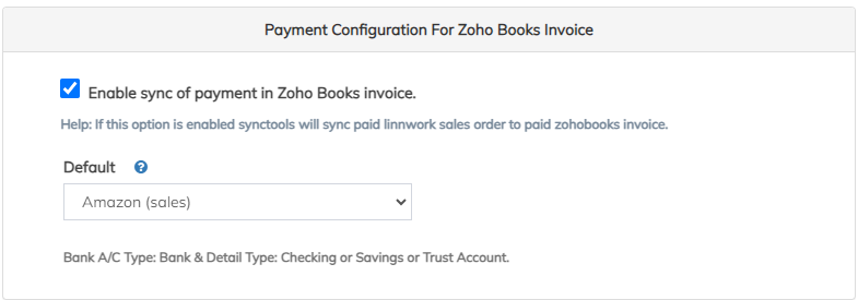 Payment Configuration For Zoho Books Invoice